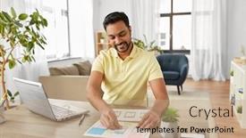  Presentation with home design - PPT layouts enhanced with business-remote-job-and-technology background and a coral colored foreground