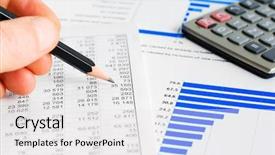  Presentation with financial analysis - PPT theme enhanced with business report - financial graphs analysis background and a white colored foreground