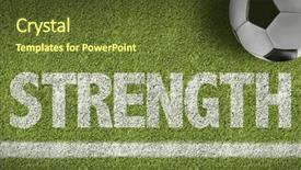  Presentation with sports field - Presentation theme with advantages sports - soccer field with the text background and a tawny brown colored foreground