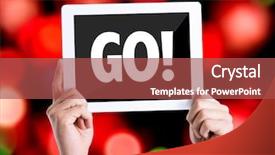  Presentation with extra mile - Audience pleasing PPT theme consisting of extra mile - tablet pc with text go backdrop and a red colored foreground