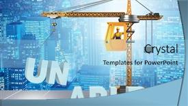  Presentation with crane - Amazing slides having concept with crane and word backdrop and a light blue colored foreground