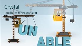  Presentation with crane - Slide deck featuring concept with crane and word background and a light blue colored foreground