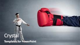  Presentation with retreat - Slide set featuring business retreat - little man fighting background and a gray colored foreground