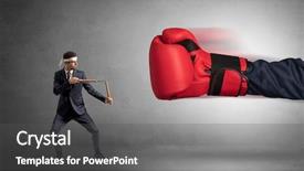  Presentation with boxing - Cool new presentation theme with business retreat - little man fighting backdrop and a  colored foreground
