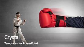  Presentation with boxing ring - Cool new theme with business retreat - little man fighting backdrop and a  colored foreground