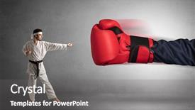  Presentation with boxing ring - PPT theme enhanced with business retreat - little man fighting background and a gray colored foreground