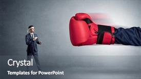  Presentation with boxing ring - Audience pleasing slides consisting of business retreat - little man fighting backdrop and a gray colored foreground