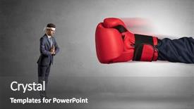  Presentation with boxing ring - Theme featuring business retreat - little man fighting background and a dark gray colored foreground