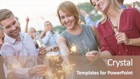  Presentation with farewell party for colleague - Presentation theme enhanced with business retreat - smiling young businessman pouring wine background and a coral colored foreground