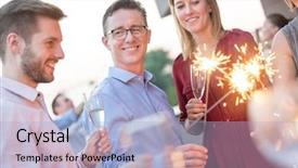  Presentation with retreat - Slides enhanced with business retreat - smiling young businessman taking selfie background and a light blue colored foreground