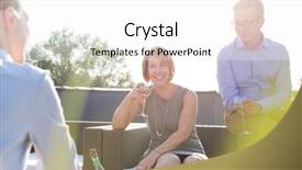  Presentation with party - PPT layouts enhanced with business retreat - smiling young businesswoman looking background and a white colored foreground