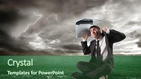  Presentation with storm - Beautiful presentation theme featuring business risk - businessman with laptop backdrop and a ocean colored foreground