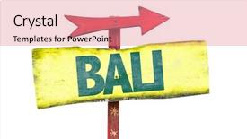  Presentation with bali - Audience pleasing slide deck consisting of business road maps - bali sign isolated on white backdrop and a coral colored foreground