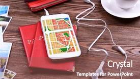  Presentation with gps - Slides enhanced with business road maps - smart phone with map gps background and a violet colored foreground