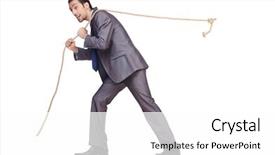  Presentation with rope - Cool new theme with business ropes - businessman pulling rope on white backdrop and a  colored foreground
