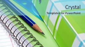  Presentation with focus - Theme consisting of business rules - colorful notebooks with paper background and a light blue colored foreground
