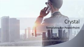  Presentation with city - Audience pleasing theme consisting of business rules - he is going to rule backdrop and a light blue colored foreground