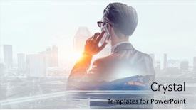  Presentation with city - Audience pleasing presentation theme consisting of business rules - he is going to rule backdrop and a light blue colored foreground