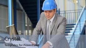  Presentation with car business - Slide deck enhanced with business safety - architect looking at plans background and a light blue colored foreground