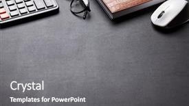  Presentation with business office desk - PPT layouts consisting of business sales - office leather desk table background and a gray colored foreground