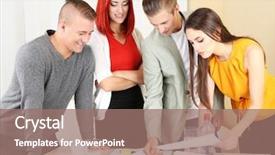  Presentation with office mix of people - Slides having business sales training success - group of people having meeting background and a coral colored foreground