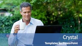  Presentation with outdoor movie - Slides consisting of business satisfaction - satisfied businessman relaxing outdoor while background and a  colored foreground