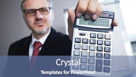  Presentation with retirement calculator - PPT layouts consisting of business savings - businessman with calculator background and a  colored foreground