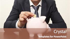  Presentation with piggy bank - Theme having business savings - businessman with pink piggy bank background and a  colored foreground