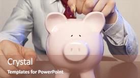  Presentation with pink business - Presentation design having business savings - businessman with pink piggy bank background and a coral colored foreground