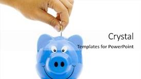 Presentation with saving - Cool new slides with business savings - money saving with blue piggy backdrop and a  colored foreground