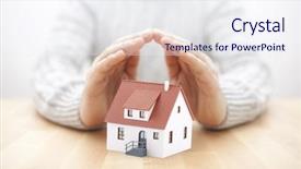  Presentation with house - PPT theme consisting of business savings - protect your house background and a sky blue colored foreground