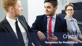  Presentation with business report - Slide deck with business school discussing main background and a navy blue colored foreground