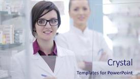  Presentation with team group yellow - Slides consisting of business science - team of pharmacist chemist woman background and a lemonade colored foreground