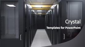  Presentation with client server model - Slides with business security - modern server room with black background and a dark gray colored foreground