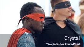  Presentation with speaker - PPT layouts featuring business-seminar-participants-listen background and a wine colored foreground