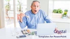  Presentation with eating - PPT layouts enhanced with business senior man eating delivery background and a sky blue colored foreground