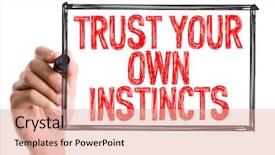  Presentation with trust - Beautiful theme featuring business sense - hand with marker writing backdrop and a coral colored foreground