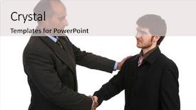  Presentation with shake hand - Amazing presentation theme having business shake hand business photo backdrop and a light gray colored foreground
