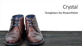  Presentation with shoes - Presentation design consisting of old textured wall background ready - business shoes on wooden floor background and a white colored foreground