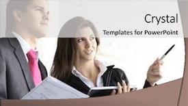  Presentation with business review - Cool new presentation theme with business shoot backdrop and a light gray colored foreground