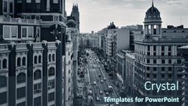  Presentation with historical buildings - Theme consisting of business-shopping-area-on-gran background and a ocean colored foreground