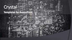  Presentation with ideas - Cool new slide deck with business sketch ideas against dark wall background backdrop and a dark gray colored foreground