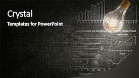  Presentation with glowing light bulb light bulb - Audience pleasing presentation consisting of business sketches at dark background backdrop and a black colored foreground