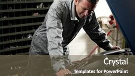  Presentation with engine - Presentation theme having female boxer isolated on the white background background and a coral colored foreground