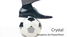  Presentation with football - Colorful PPT layouts enhanced with business soccer - football concept with businessman backdrop and a white colored foreground