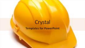  Presentation with yellow - Amazing slide set having business solid color - yellow helmet isolated on white backdrop and a gold colored foreground