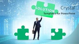  Presentation with solution - Theme having business-solution-concept-with-jigsaw background and a light blue colored foreground