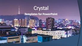  Presentation with cityscape - Slide deck enhanced with business south korea - seoul cityscape background and a violet colored foreground