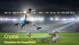  Presentation with soccer - Audience pleasing PPT theme consisting of businessman playing soccer mixed media backdrop and a tawny brown colored foreground
