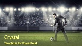  Presentation with soccer - PPT theme enhanced with businessman playing soccer mixed media background and a tawny brown colored foreground